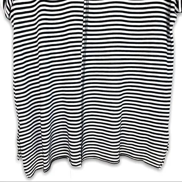 able Striped Distressed Slashed Rolled Sleeve Top - Picture 8 of 8